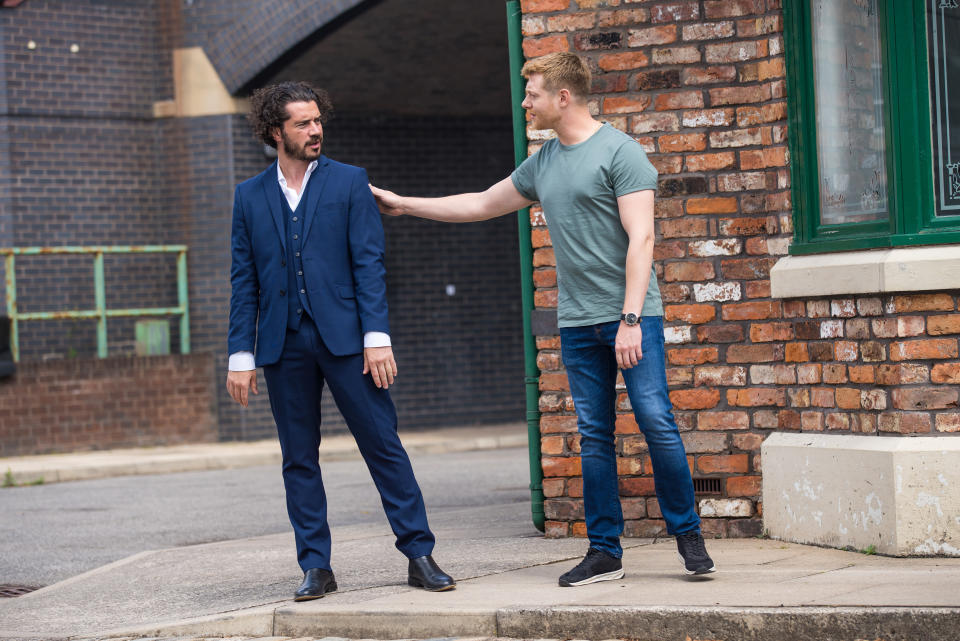 FROM ITV

STRICT EMBARGO - No Use Before Tuesday 1st August 2023

Coronation Street - Ep 1102728

Wednesday 9th August 2023

A dishevelled Adam Barlow [SAM ROBERTSON] returns from his night out and in a bid to make Sarah Barlow [TINA Oâ€™BRIEN] jealous, tells Daniel Osbourne [ROB MALLARD] he had a great night and didnâ€™t get much sleep. 

Picture contact - David.crook@itv.com

Photographer - Danielle Baguley

This photograph is (C) ITV and can only be reproduced for editorial purposes directly in connection with the programme or event mentioned above, or ITV plc. This photograph must not be manipulated [excluding basic cropping] in a manner which alters the visual appearance of the person photographed deemed detrimental or inappropriate by ITV plc Picture Desk. This photograph must not be syndicated to any other company, publication or website, or permanently archived, without the express written permission of ITV Picture Desk. Full Terms and conditions are available on the website www.itv.com/presscentre/itvpictures/terms
