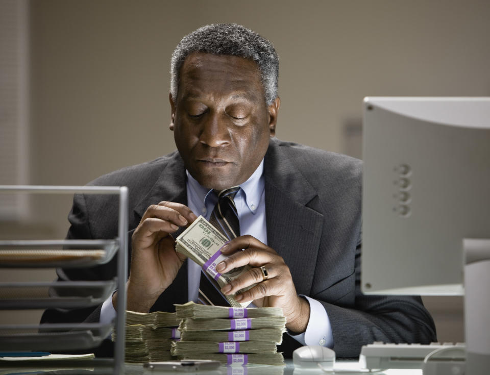 A man counting money