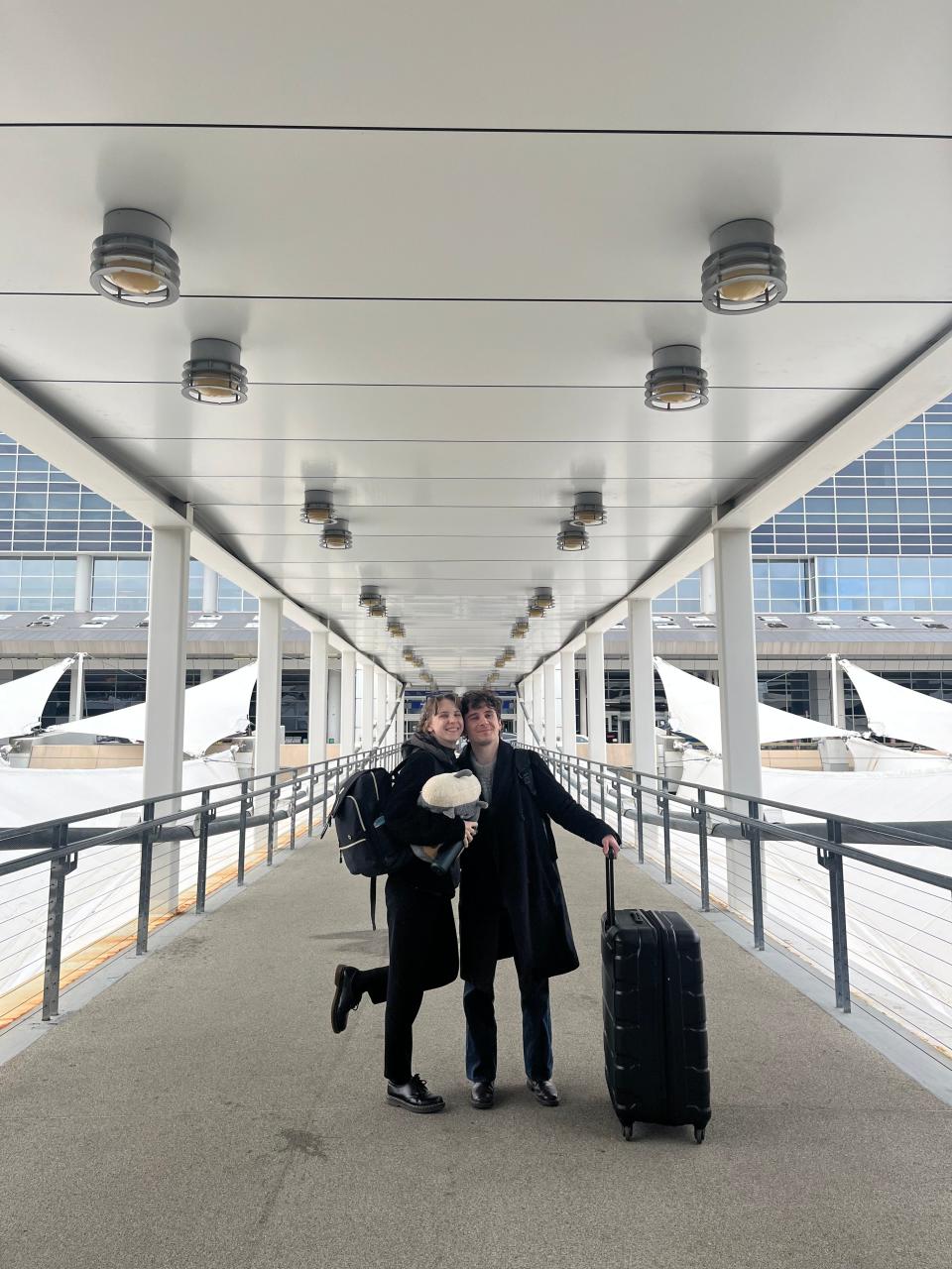 Highberger and Raphael at the airport.