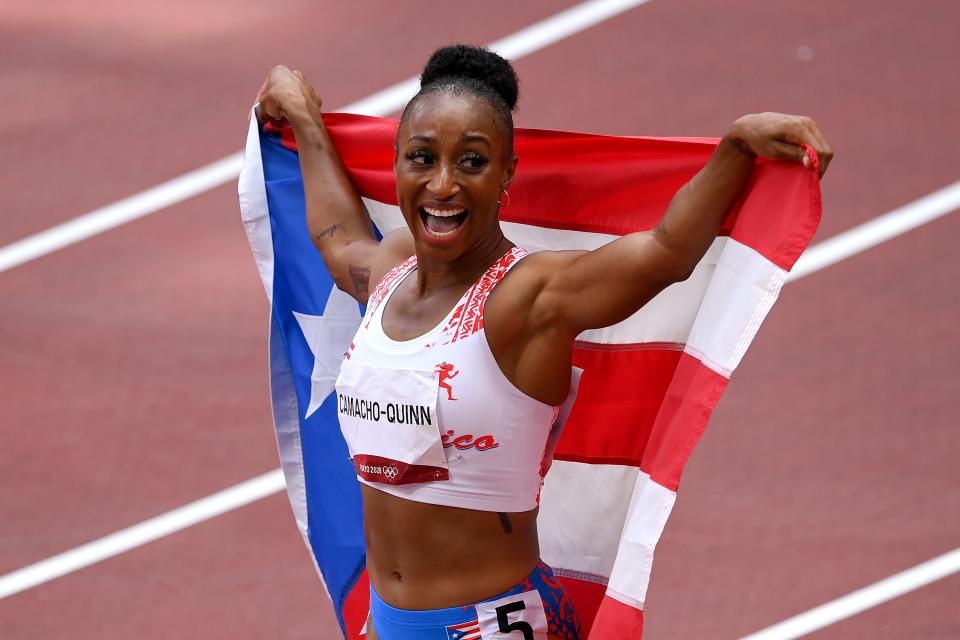 Jasmine Camacho-Quinn is Puerto Rico’s first athletics gold medallist (Getty Images)