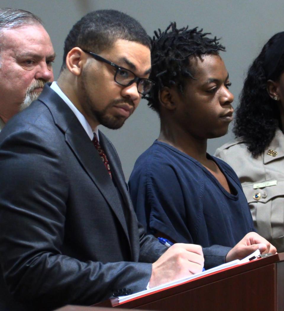 Jerimiah Walker, right, appeared in Columbus Recorder’s Court Monday morning. Walker was represented by public defender Payton Vernon. 05/01/2023