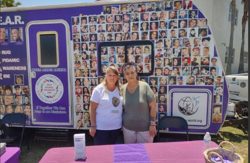 Lisa Bolton, left, and Michelle Pepin attended three events last week to educate people about the dangers of drug overdose.
