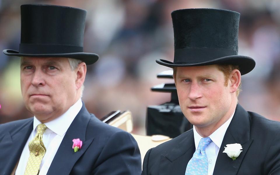 Prince Andrew and Prince Harry - Charlie Crowhurst/Getty Images for Ascot Racecourse