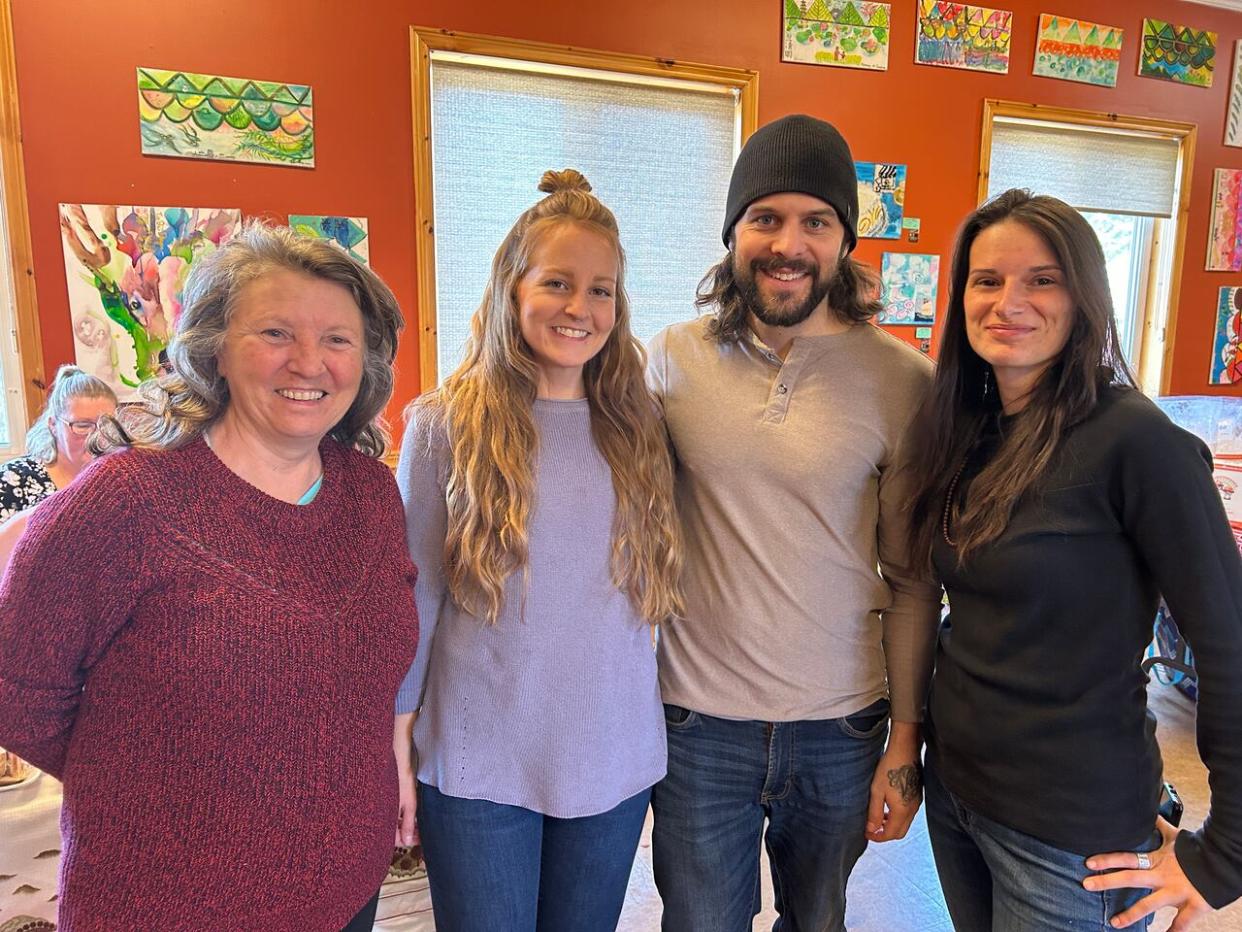 The New Roots social committee, from left, Anne Gallant, Robin Ellands, Richard Arsenault and Jamie Luce.  (Stacey Janzer/CBC - image credit)