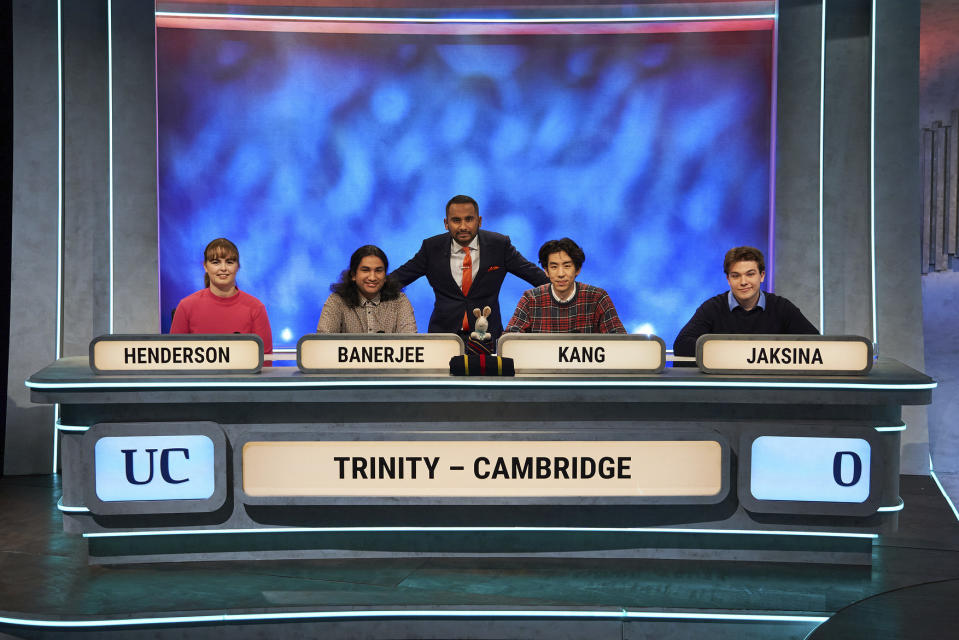 University Challenge S30,17-07-2023,1,(l-r) Sarah Henderson, Agnijo Banerjee, Amol Rajan, Ryan Kang, Jeremi Jaksina,Trinity College, Cambridge with Amol Rajan,Lifted Entertainment, Part of ITV Studios,Ric Lowe