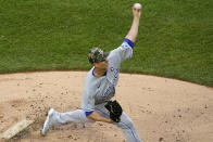 Kansas City Royals starting pitcher Mike Minor throws against the Chicago White Sox during the first inning of a baseball game in Chicago, Saturday, May 15, 2021. (AP Photo/Nam Y. Huh)