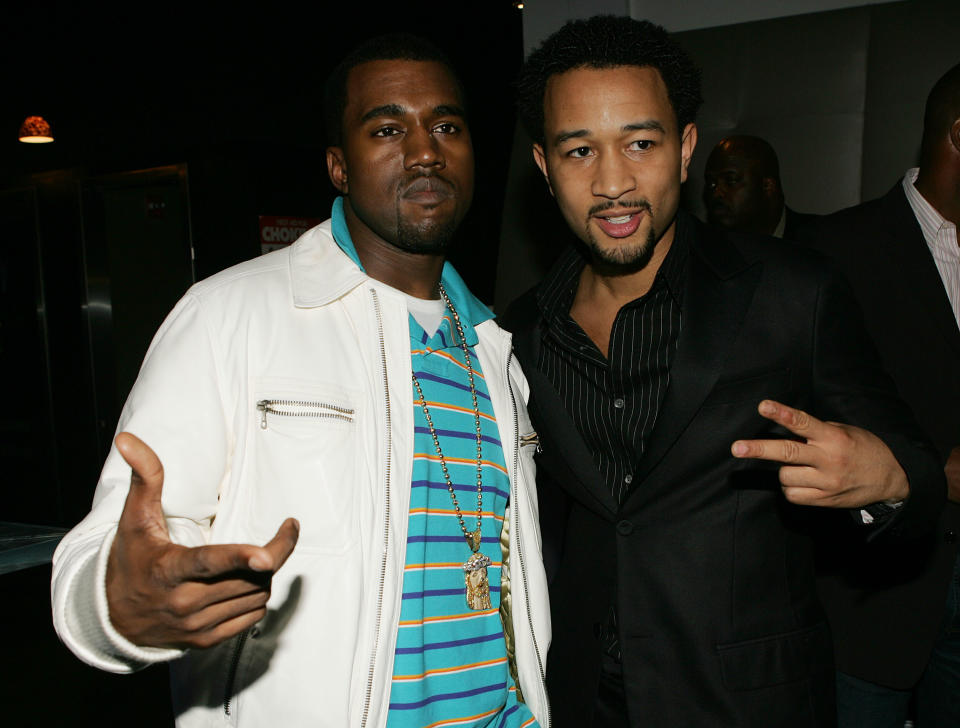 Kanye West (L) and John Legend (R) pictured together in 2005. (Photo: Frank Micelotta/Getty Images).