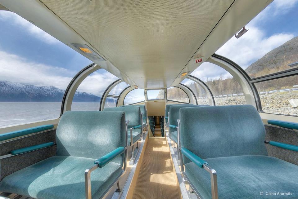 Adventure class seating on an Alaska Railroad train.