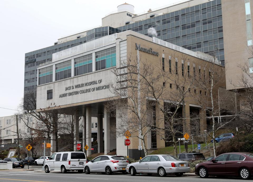 The exterior of the Montefiore Medical Center - Jack D. Weiler Hospital of Albert Einstein College of Medicine in the Bronx, photographed Feb. 24, 2022. 