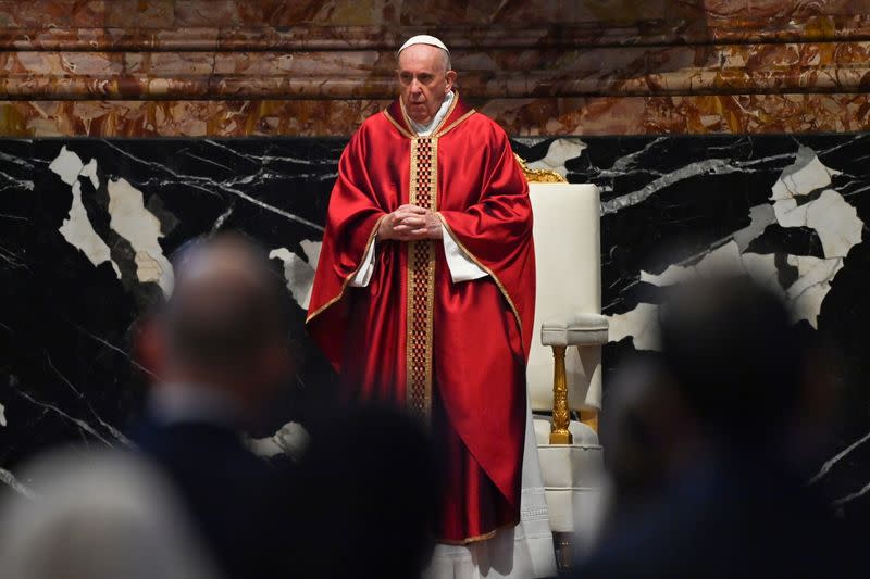 Pope Francis celebrates Good Friday Mass for the Passion of the Lord, at St. Peter's Basilica in the Vatican