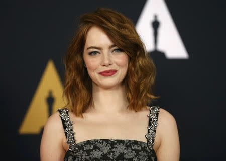 Actress Emma Stone arrives at the 8th Annual Governors Awards in Los Angeles, California, U.S., November 12, 2016. REUTERS/Mario Anzuoni