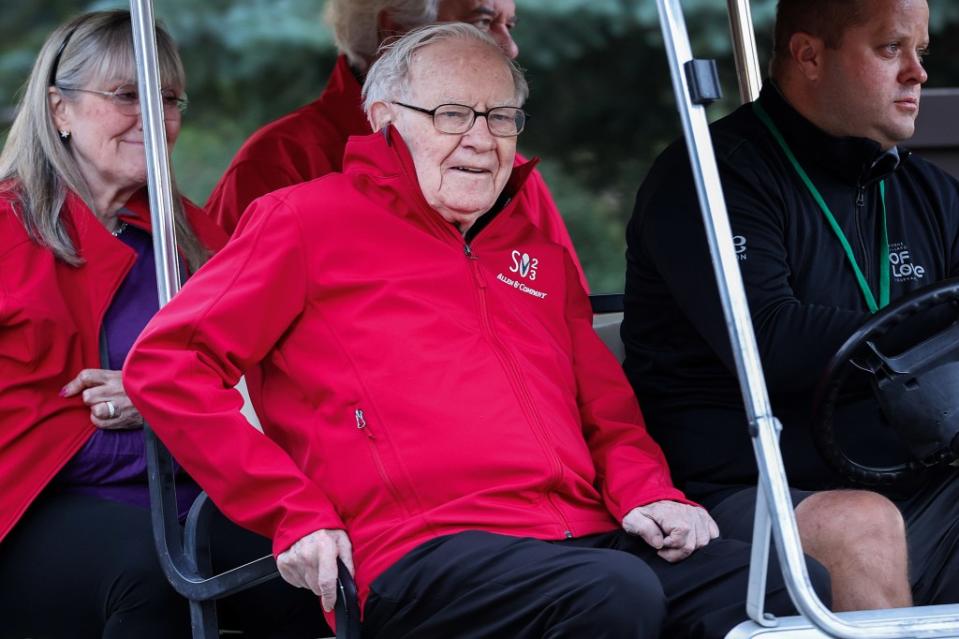 SUN VALLEY, IDAHO - JULY 13: Warren Buffett, Chairman and CEO of Berkshire Hathaway, makes his way to a morning session at the Allen & Company Sun Valley Conference on July 13, 2023 in Sun Valley, Idaho. Every July, some of the world's most wealthy and powerful figures from the media, finance, technology and political spheres converge at the Sun Valley Resort for the exclusive weeklong conference. (Photo by Kevin Dietsch/Getty Images)