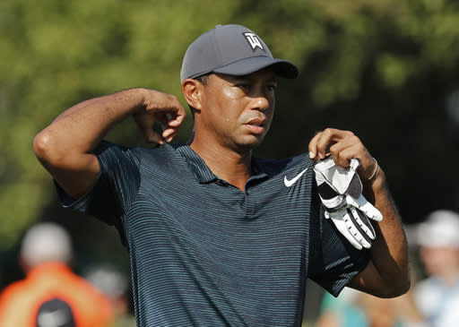 Tiger Woods had three birdies in seven holes on Friday before rain stopped the second round of the PGA Championship. (AP)