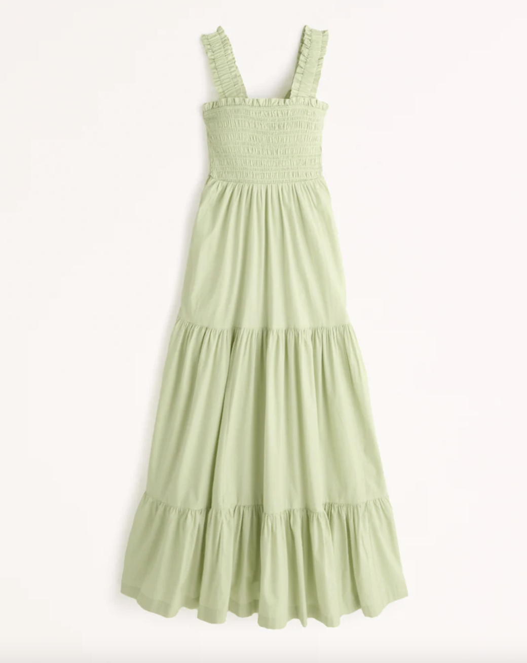 Abercrombie & Fitch Smocked Bodice Easy Maxi Dress in light green (Photo via Abercrombie & Fitch)