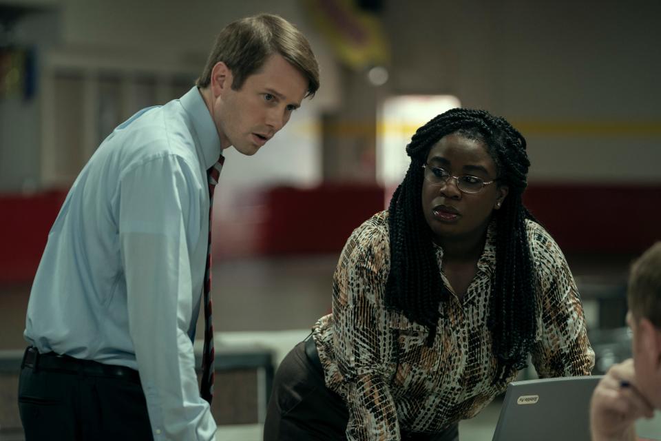 Tyler Ritter as U.S. Attorney Brownlee and Uzo Aduba as his investigator Edie in "Painkiller."