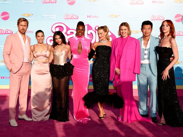 <p>Christopher Polk/WWD/Getty</p> Ryan Gosling, America Ferrera, Ariana Greenblatt, Issa Rae, Margot Robbie, Greta Gerwig, Simu Liu and Hari Nef of 'Barbie'