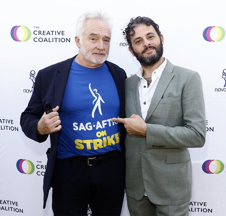 Bradley Whitford and Arian Moayed attend The Creative Coalition's 2023 Television Humanitarian Awards at Kimpton La Peer Hotel on September 14, 2023 in West Hollywood, California.