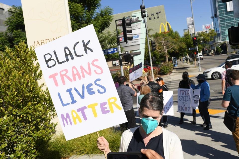 Protesters at the October 20 event - Credit: Michael Buckner for Variety