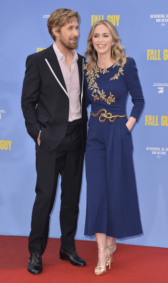 BERLIN, GERMANY – APRIL 19: Ryan Gosling and Emily Blunt attend the “The Fall Guy” European premiere at UCI Luxe Mercedes Platz on April 19, 2024 in Rust, Germany. <em>Photo by Tristar Media/WireImage.</em>