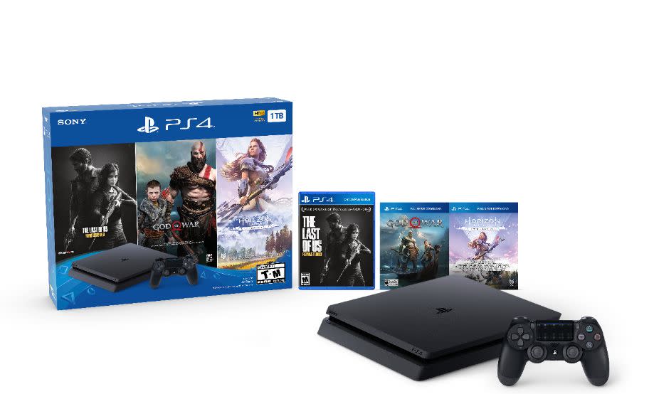 This bundle from Walmart includes a jet black PS4, matching wireless controller and three of the most celebrated PS4 games: "God of War," "The Last of Us Remastered" and "Horizon Zero Dawn: Complete Edition."&nbsp;<strong><a href="https://fave.co/2CHNgI3" target="_blank" rel="noopener noreferrer">Originally $300, get it for $200 at Walmart</a></strong>.