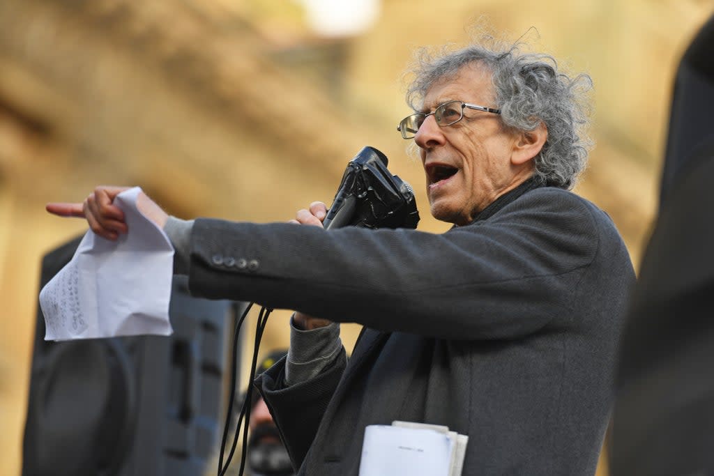 Piers Corbyn speaking at a demonstration in Victoria Square, Birmingham (Jacob King/PA) (PA Archive)