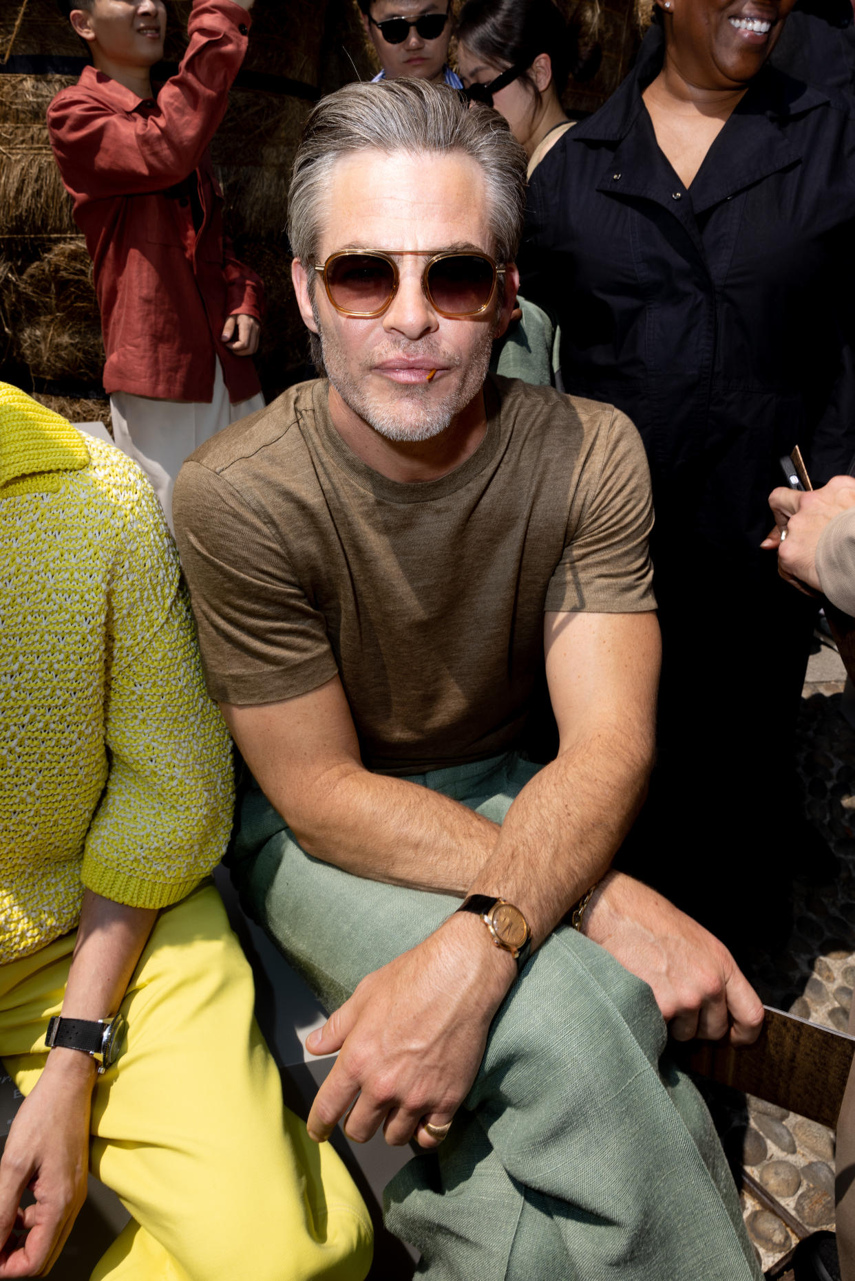 MILAN, ITALY - JUNE 19: Chris Pine is seen on the front row at the Zegna Spring/Summer 2024 fashion show during the Milan Fashion Week menswear spring/summer 2024 on June 19, 2023 in Milan, Italy. (Photo by Victor Boyko/Getty Images)