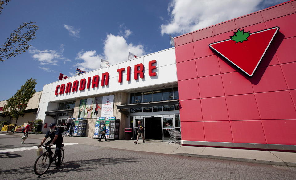 This May 10, 2012 photo shows a Canadian Tire store in North Vancouver, British Columbia. For years, Canadians would cross the border to the U.S. to shop at Target. Exporting its cheap chic there seemed like a no-brainer. But a year after opening more than 100 stores north of the border, Target has found business isn’t so easy. Canadian Tire, which operates nearly 500 stores in the country and stocks housewares, barbecue grills and other items besides tires, has increased its marketing and deepened its assortment of home decor and other areas. (AP Photo/The Canadian Press, Jonathan Hayward)