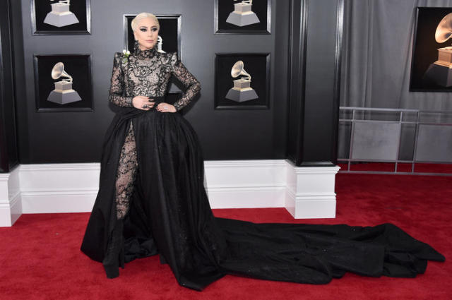 Lady Gaga Was Khaleesi of the Grammys in a Sheer Dress with a Dramatic Train