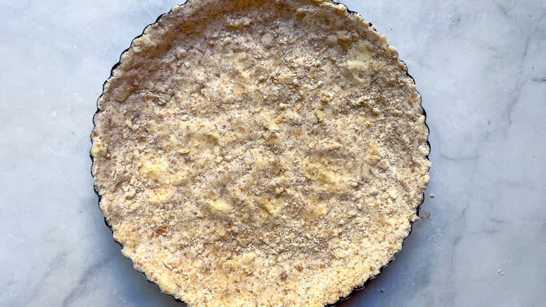 tart crust in baking dish