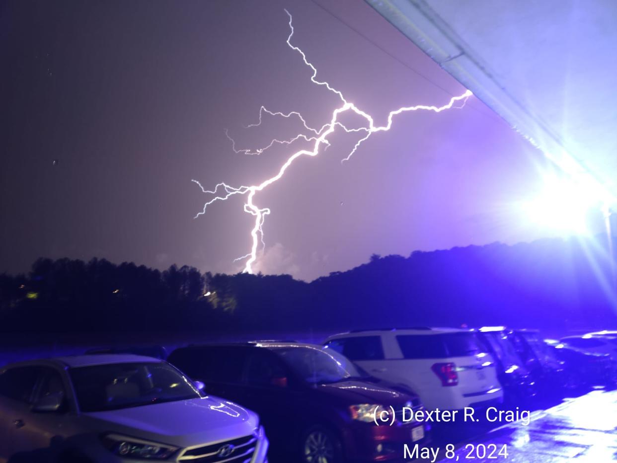 Oak Ridge resident Dexter R. Craig took this shot of the lightning from the old K-25 site looking back toward the center of the city on Wednesday night, May 8, 2024. He shot it with his camera phone.