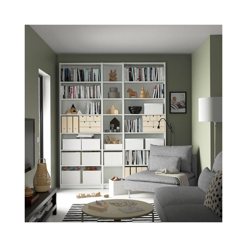 <p><a href="https://www.ikea.com/us/en/p/billy-bookcase-white-s89017827/" rel="nofollow noopener" target="_blank" data-ylk="slk:Shop Now;elm:context_link;itc:0;sec:content-canvas" class="link ">Shop Now</a></p><p>Billy Bookcase</p><p>ikea.com</p><p>$312.00</p>