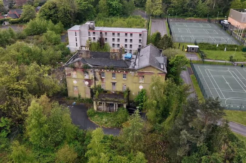 A drone shot of Woolton Hall in Liverpool