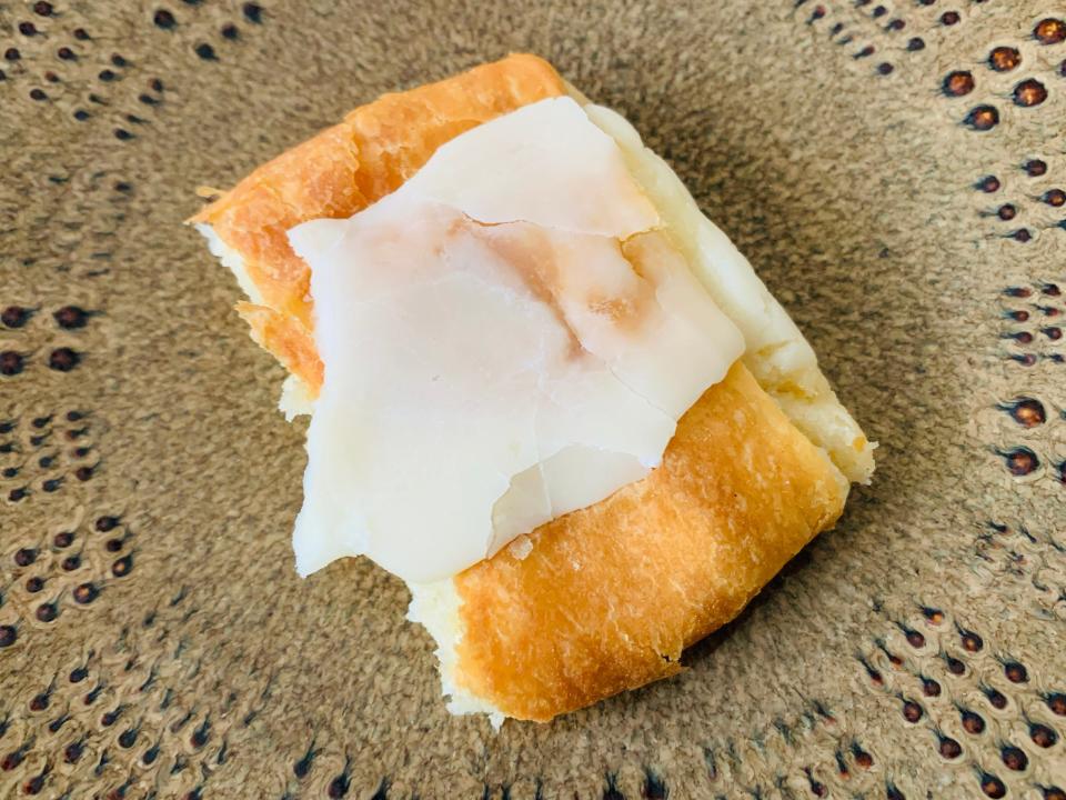 piece of Trader Joe's danish kringle on brown plate