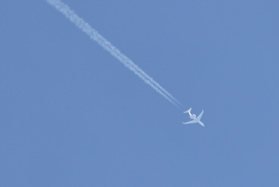 An Israeli Air Force Nachshon Shavit surveillance aircraft over the border between Israel and the Gaza Strip on October 26, 2023. <em>Photo by JACK GUEZ/AFP via Getty Images</em>