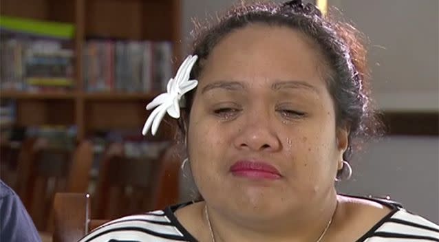 She is very emotional about being unable to see her children. Photo: 7 News