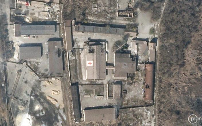 Pictured: Damaged Red Cross warehouse in Mariupol - Planet Labs PBC&#xa0;