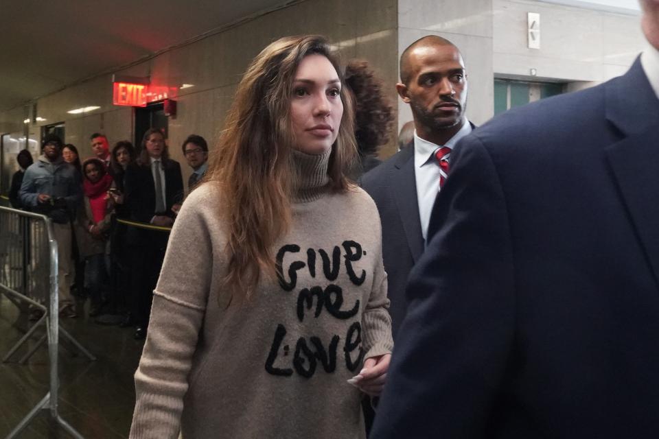 Jessica Mann, one of Harvey Weinstein's victims, arrives for his sentencing at Manhattan Criminal Court on March 11, 2020, in New York.