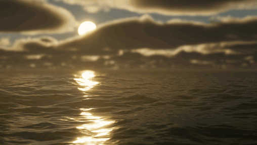 Learn a game engine; a wave against a sunset