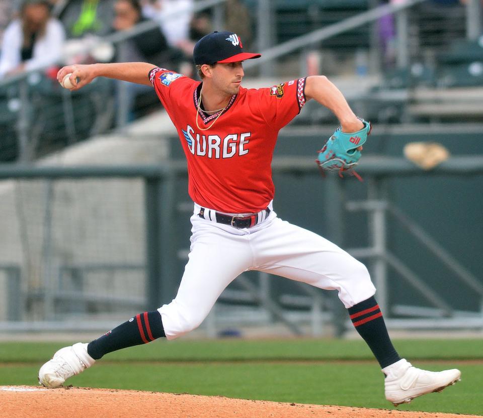 Austin Schulfer pitches in 2021.