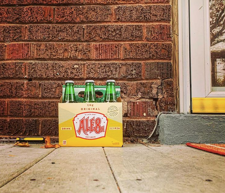 A six-pack of Ale-8 on the author's back porch