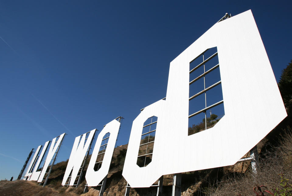 Hollywood Sign Repainting Project Completed With LA Mayor Antonio Villaraigosa