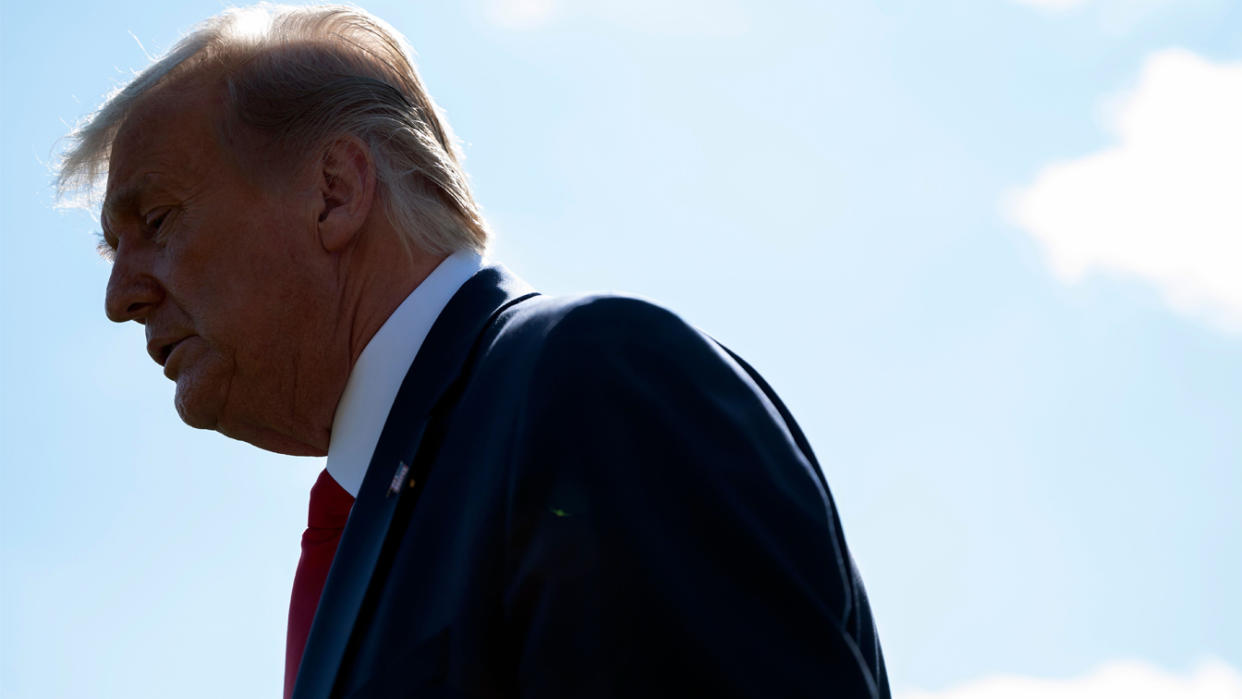 US President Donald Trump speaks with the press before walking to Marine One to depart from the South Lawn of the White House in Washington, DC on September 30, 2020. (Andrew Caballero-Reynolds/AFP via Getty Images)