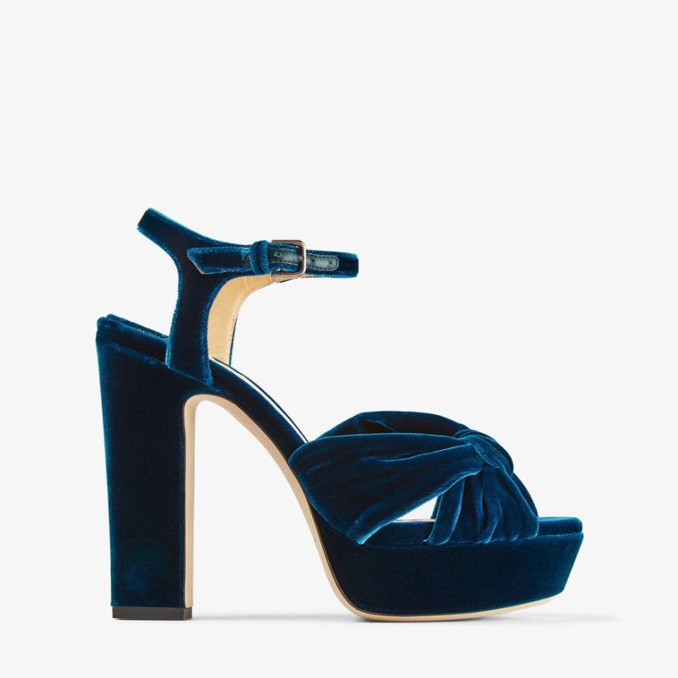 <p>jimmychoo.com</p><p><strong>$950.00</strong></p><p>Beyond the unique and oh-so lovely blue hue, these Jimmy Choo shoes give a heavy dose of height without compromising wearability. We could easily see these paired with jeans as we could a fall frock.</p>