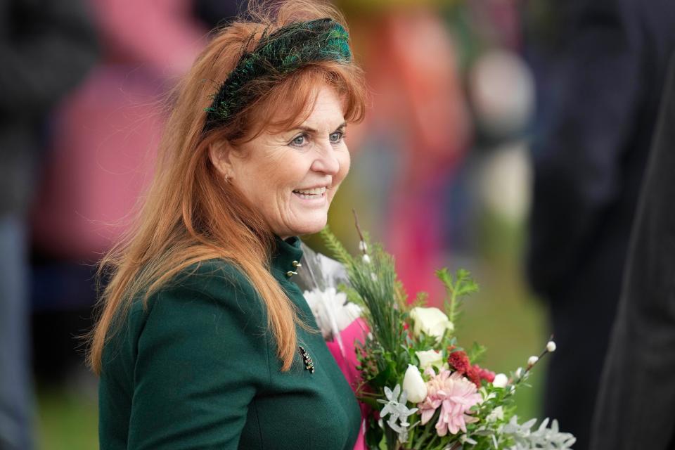 The Duchess of York was pictured smiling as she joined the royal family on Christmas Day (AP)