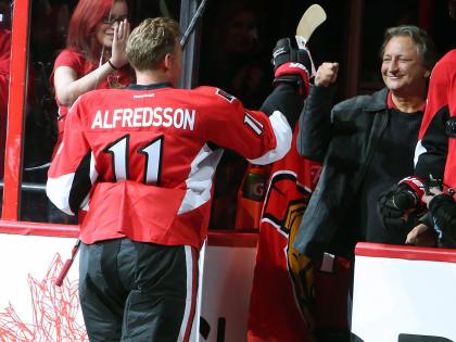 Whatever bad feelings there were after Alfredsson departed for Detroit, they seemed to fade away. (AP)
