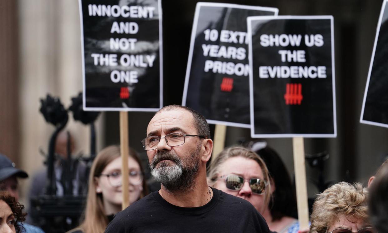 <span>Andrew Malkinson, who served 17 years in prison for a rape he did not commit, outside the Royal Courts of Justice in London, after being cleared by the court of appeal in July 2023.</span><span>Photograph: Jordan Pettitt/PA</span>