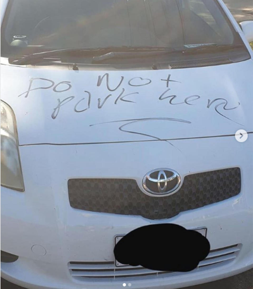 An Adelaide motorist's car has been vandalised for their choice of parking. Source: g.brewer90/ Instagram