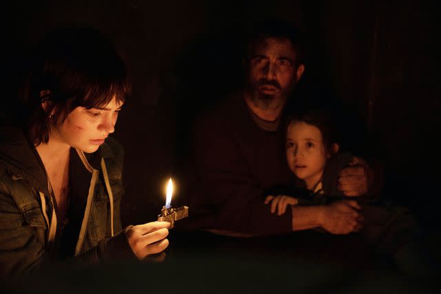 <p>Patti Perrett/20th Century Studios/Courtesy Everett </p> Sophie Thatcher, Chris Messina and Vivien Lyra Blair in 'The Boogeyman,' 2023