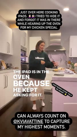 <p>Katharine McPhee Foster/ Instagram</p> Katharine McPhee Foster's Instagram video showing her finding son's iPad in oven