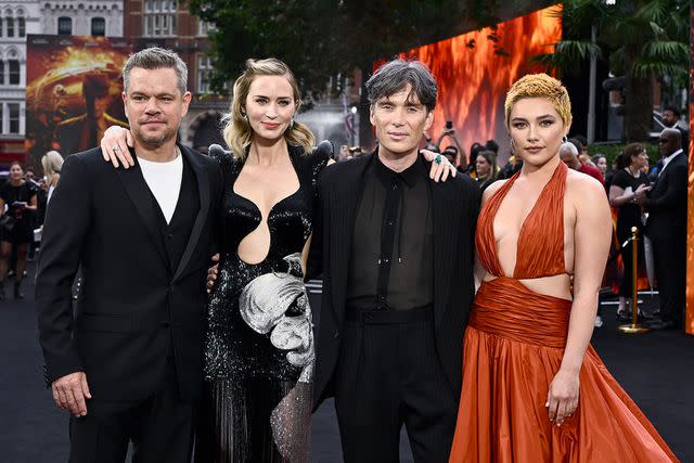 <p>Gareth Cattermole/Getty</p> From L: Matt Damon, Emily Blunt, Cillian Murphy and Florence Pugh at the U.K. premiere of <em>Oppenheimer</em> in London on July 13, 2023